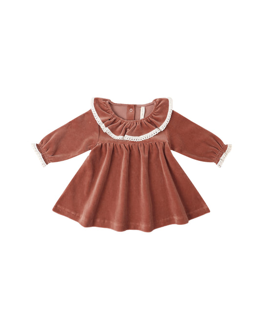 Rylee + Cru -  Cranberry Velour Baby Dress