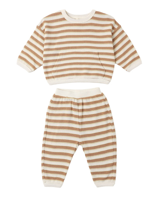 Quincy Mae - Spice Stripe Waffle Slouch Set
