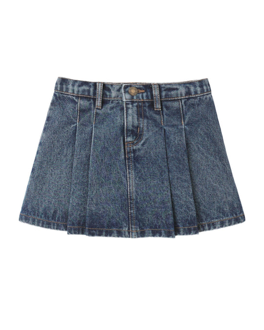 Rylee + Cru - Pleated Denim Skirt
