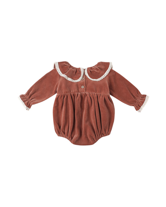 Rylee + Cru - Cranberry Velour Wendy Romper