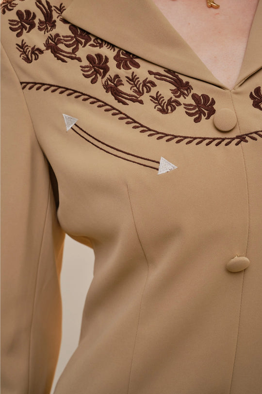 Western Notched Lapel Blazer Mini Dress