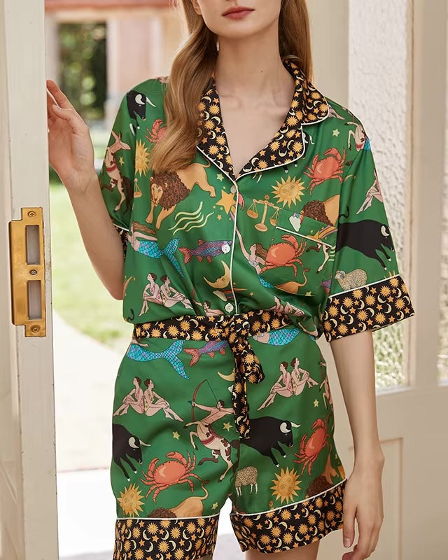 Green Zodiac Two Piece Pajama Set